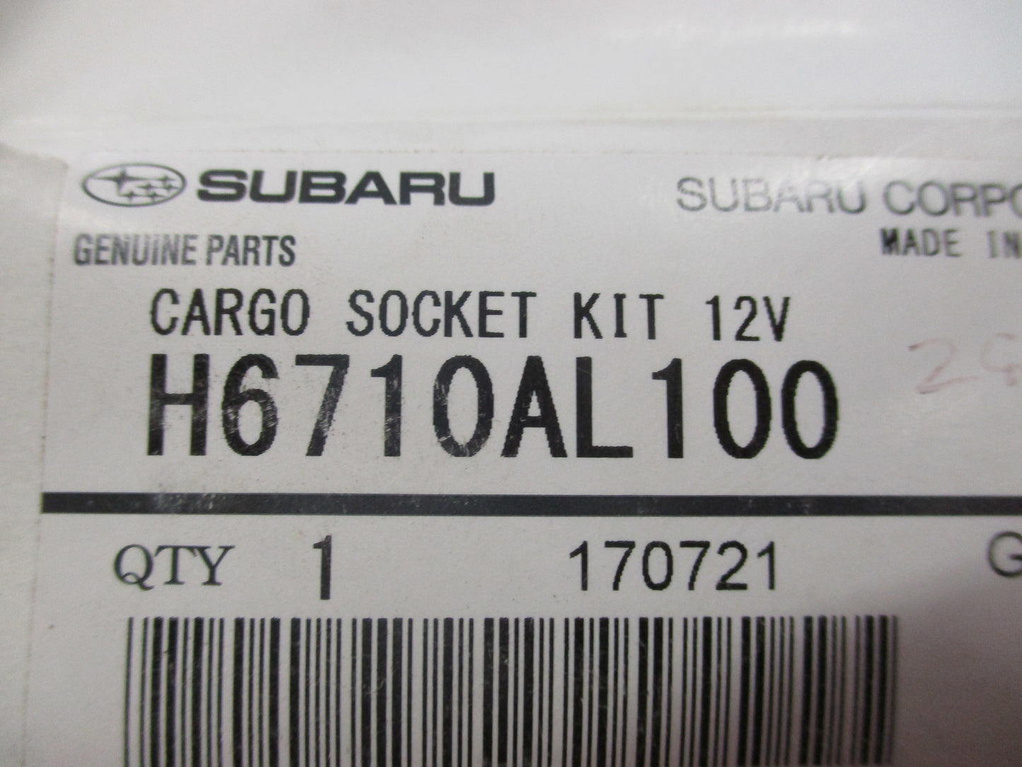 Subaru Outback Genuine Cargo Socket 12V Kit New Part