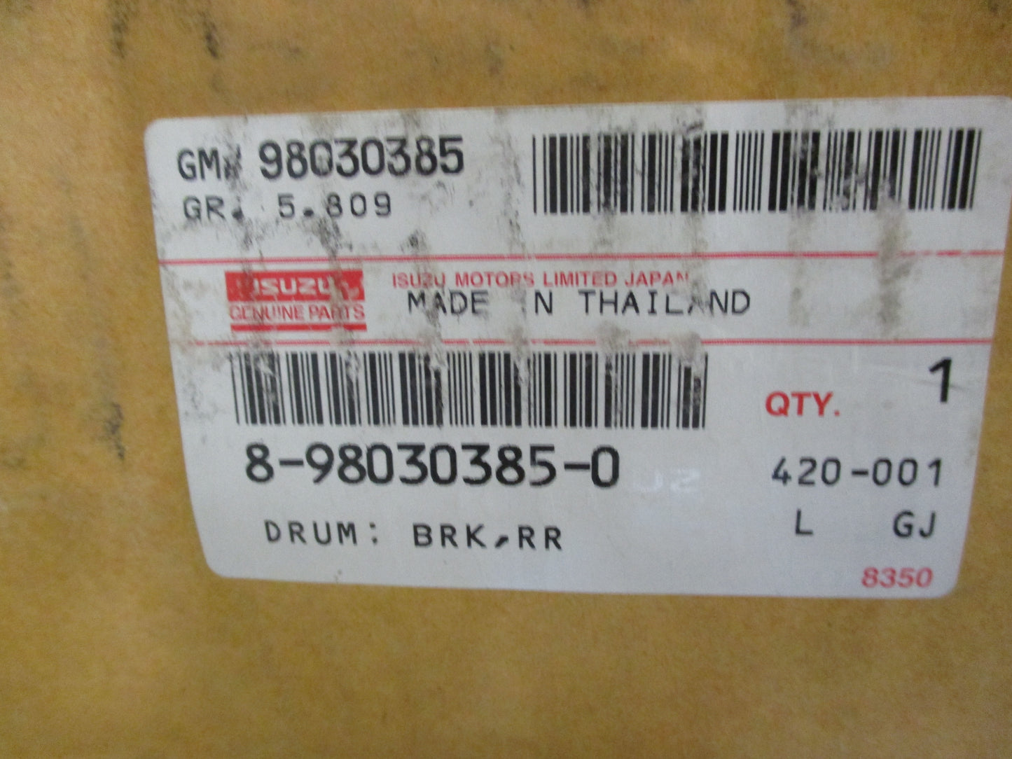 Isuzu D-Max/RC Colorado Genuine Brake Drum Pair New Part