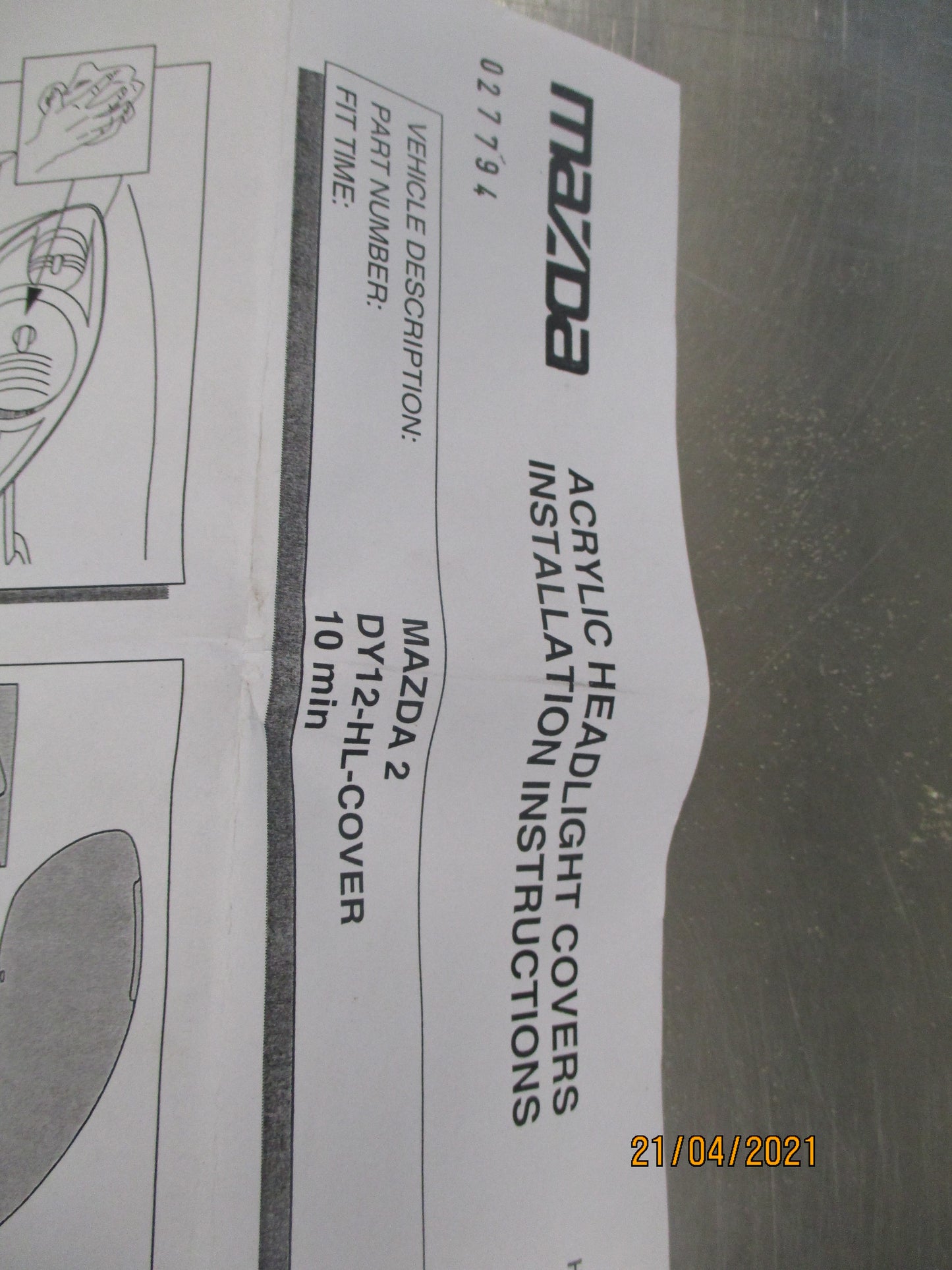 Mazda 2 Genuine Front Pair Of Headlight Protectors New Part