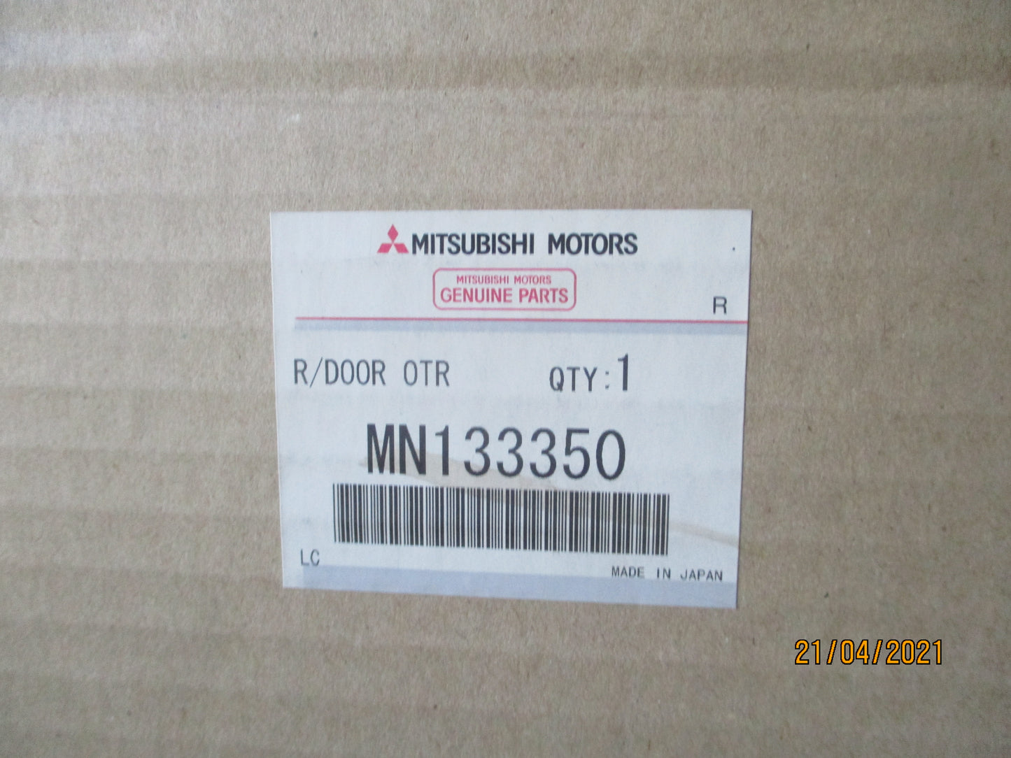 Mitsubishi Colt Genuine Rear Right Door Skin New Part