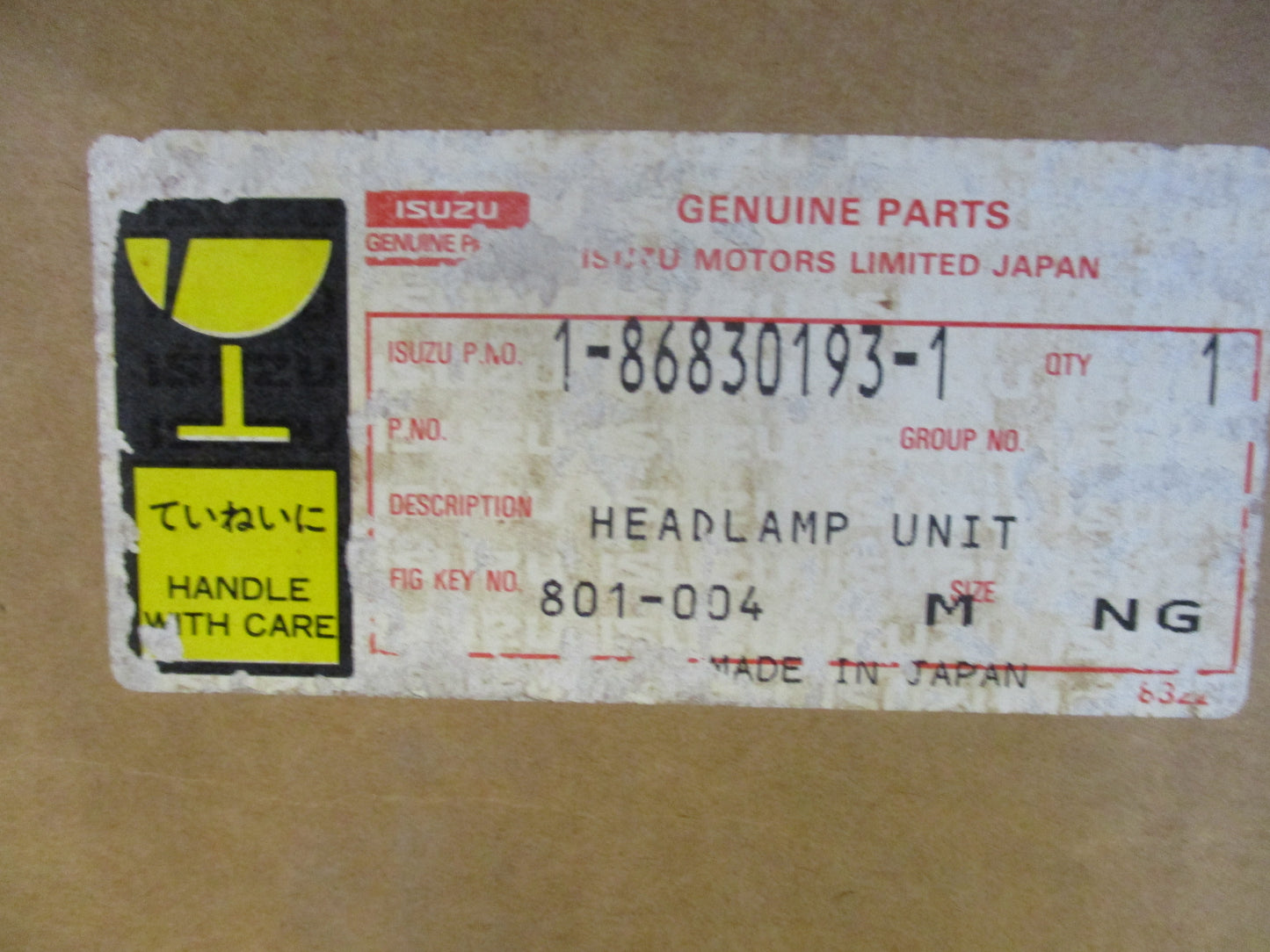 Isuzu N-Series Truck Genuine Right Hand Headlight Unit New Part