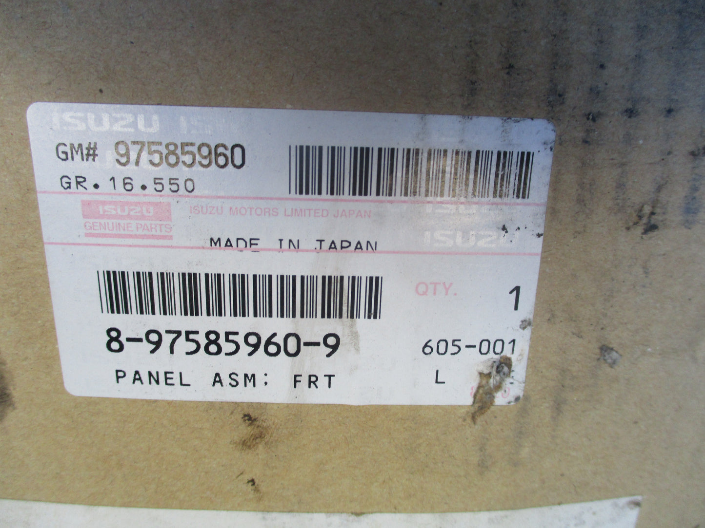 Isuzu FVR Genuine Front Reinforcement Panel New Part