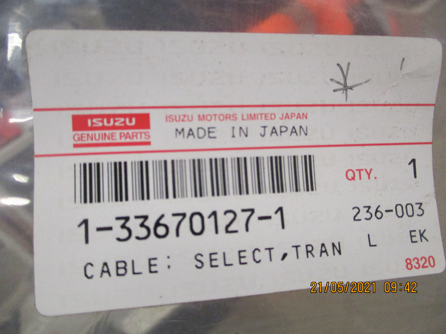 Isuzu FTR33 Genuine Transmission Control Shift Cable New Part