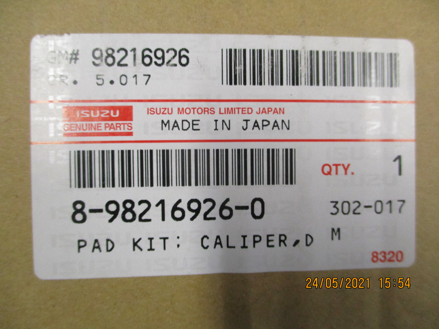 Isuzu NQR/NKR/NPR/NMR Genuine Front Disc Brake Brake Pad Set New Part