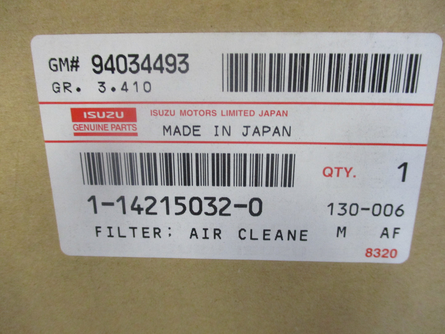 Isuzu F Series/Ford L/D Series Truck Genuine 8" Air Filter Element New Part