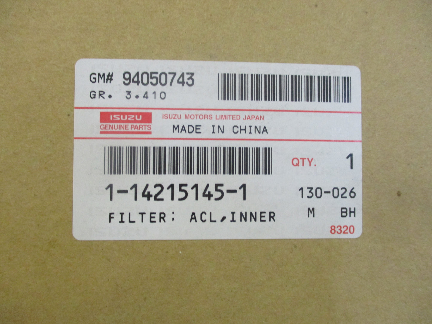 Isuzu FVR Genuine Inner Air Filter New Part