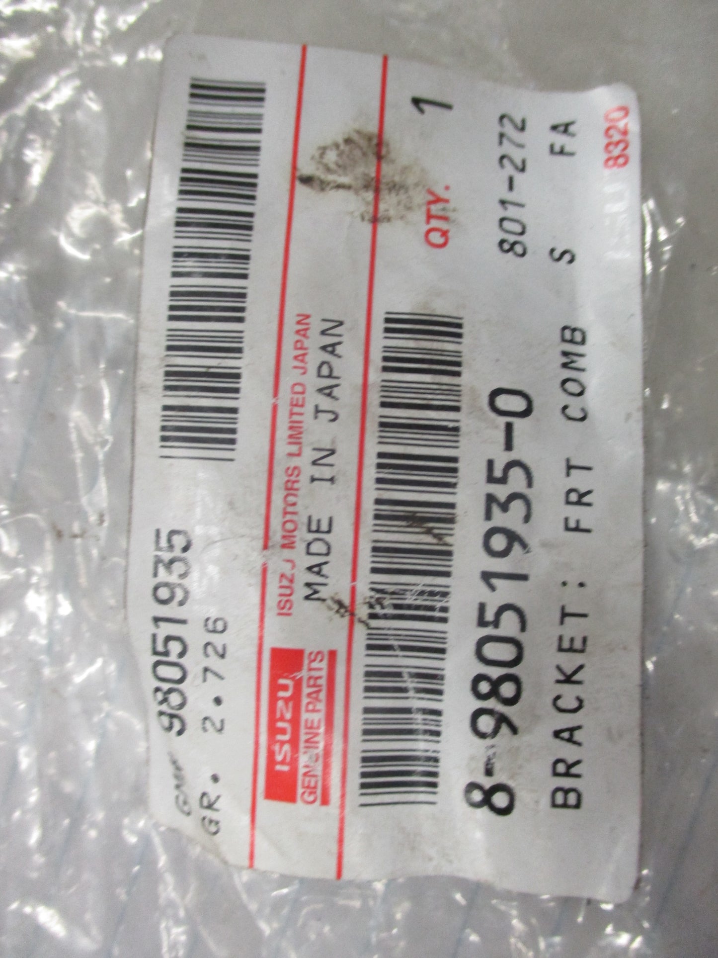 Isuzu FVR Genuine Left Hand Front Combination Lamp Bracket New Part