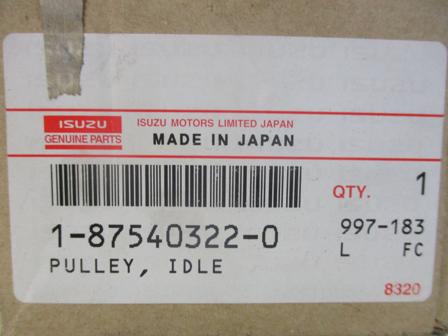 Isuzu FXZ/GXZ Genuine Idler Pulley New Part