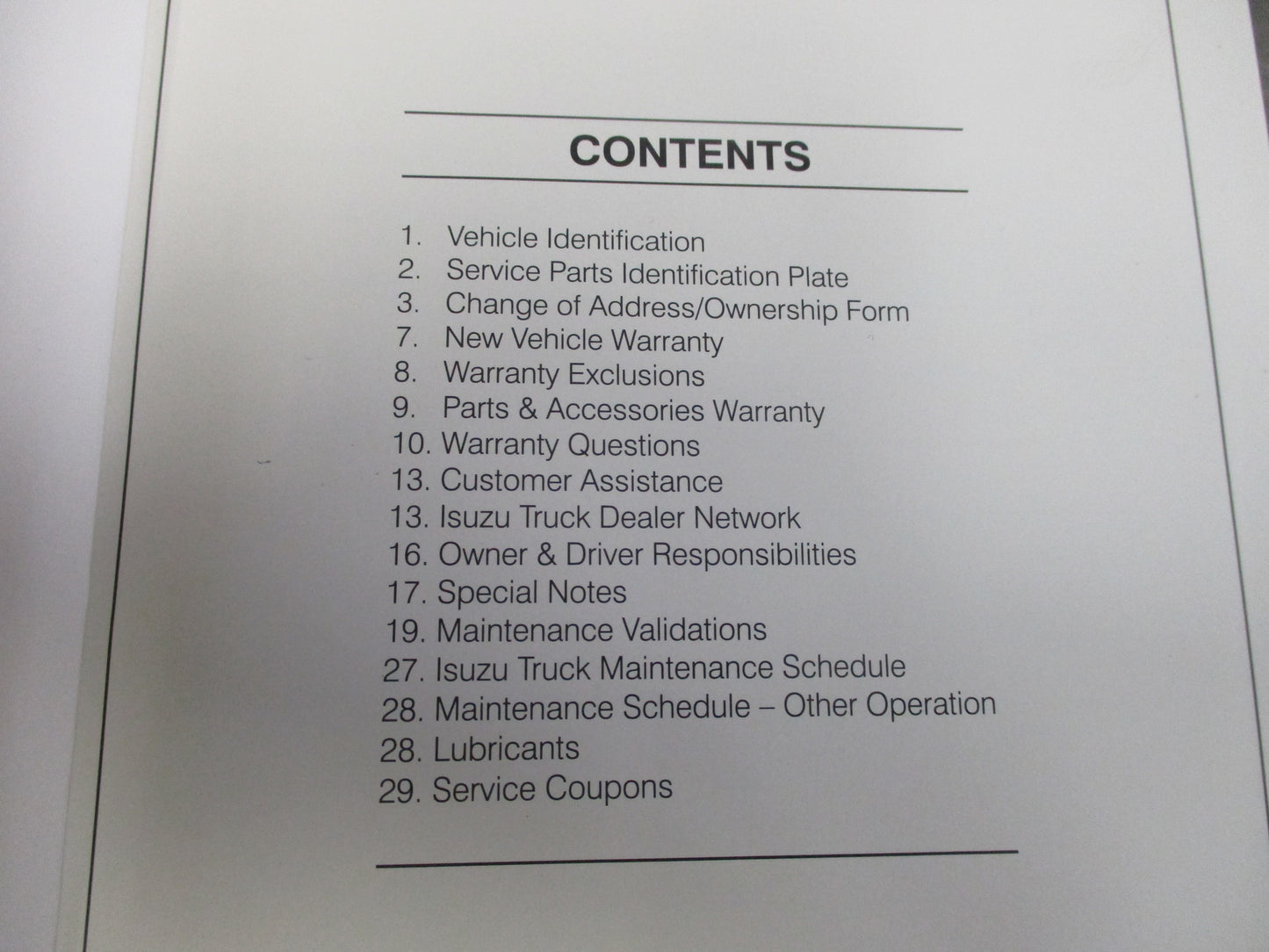 Isuzu N Series Truck Genuine Owners Manual/Service Record Book New Part