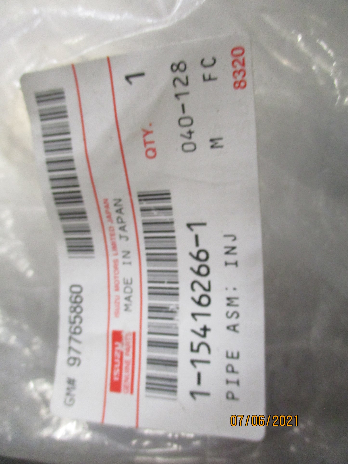Isuzu FVD23 Genuine Injector Pipe Assembly New Part