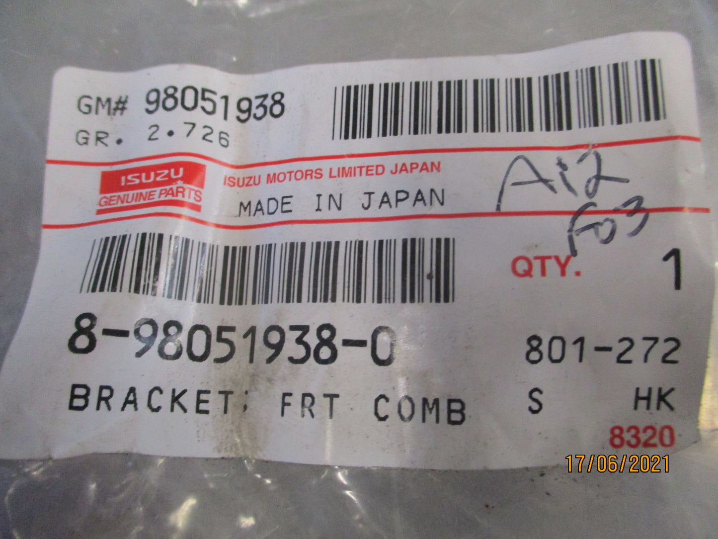 Isuzu FVR Genuine Front Left Fog Combination Lamp Bracket New Part