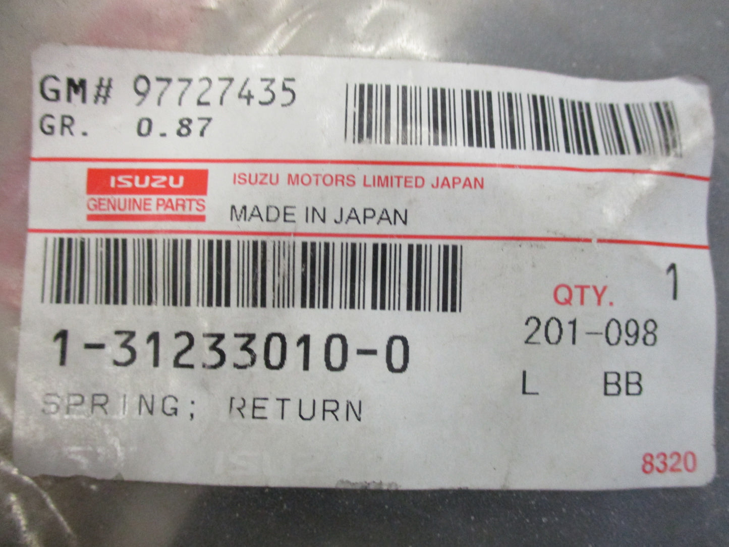 Isuzu FRD/FRR/FRS Genuine Clutch Return Spring New Part