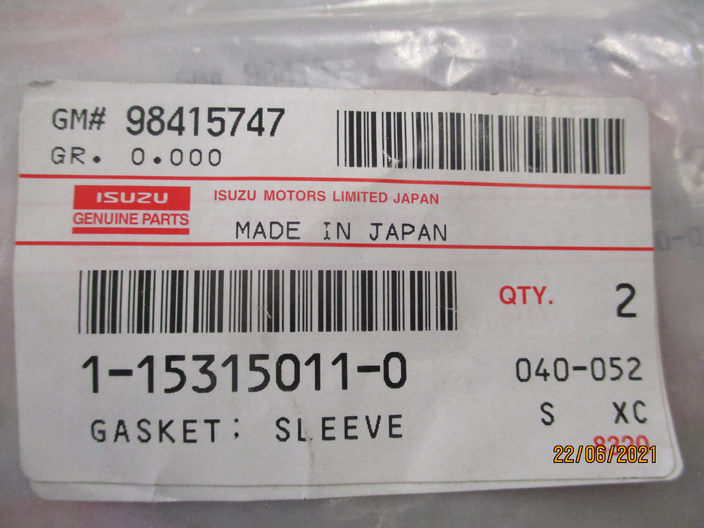 Isuzu Engine Models Genuine Sleeve Injector Nozzle Gasket (Set Of 2) New Part