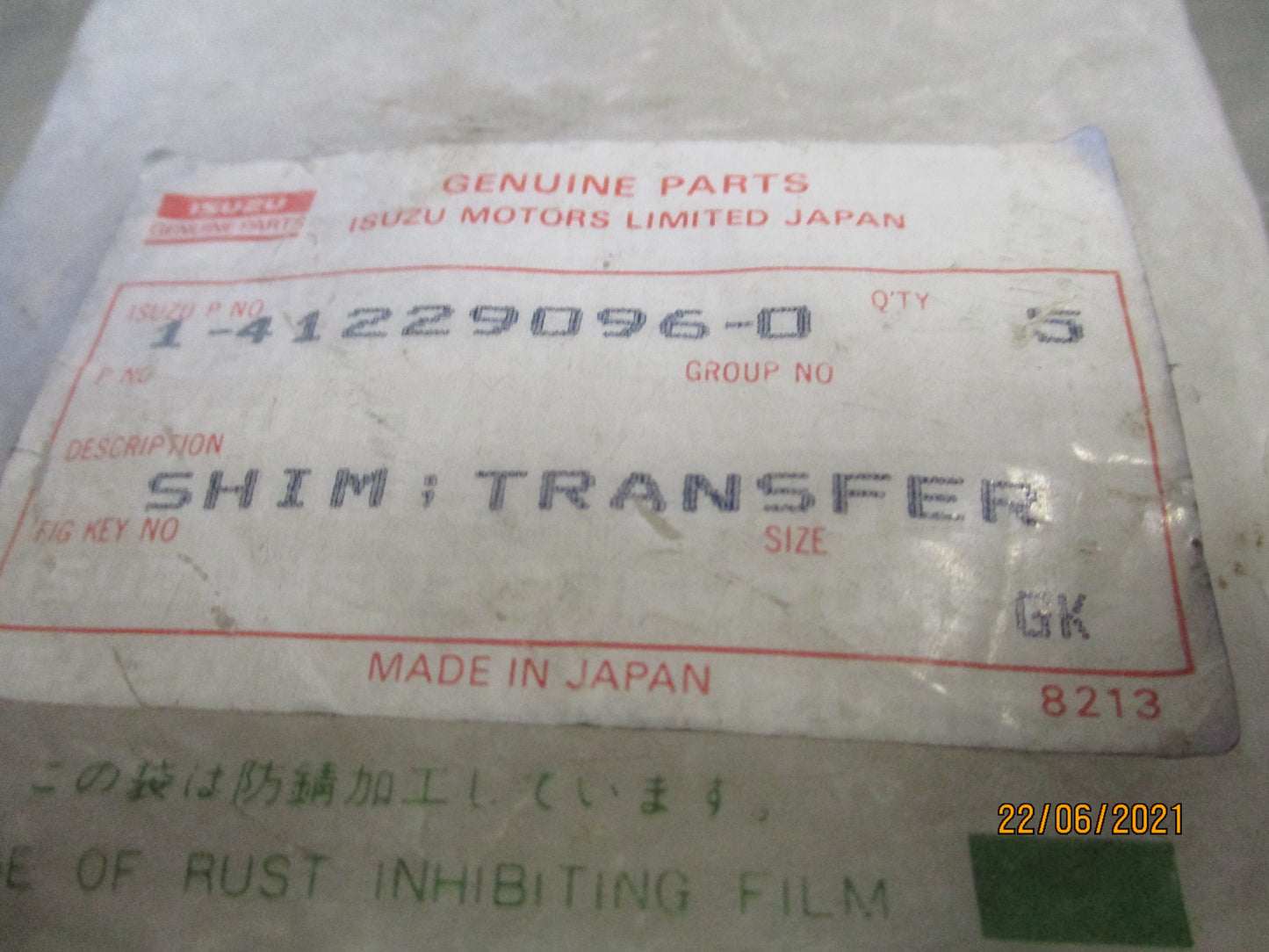 Isuzu FSS Genuine Rear Right Output Shaft Shim New Part