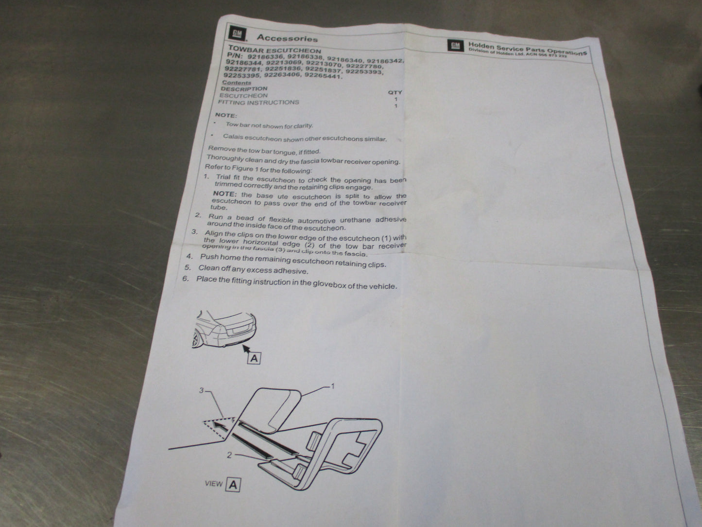 Holden VE/WM Commodore/Statesman Genuine Rear Bumper Tow Bar Fascia New Part