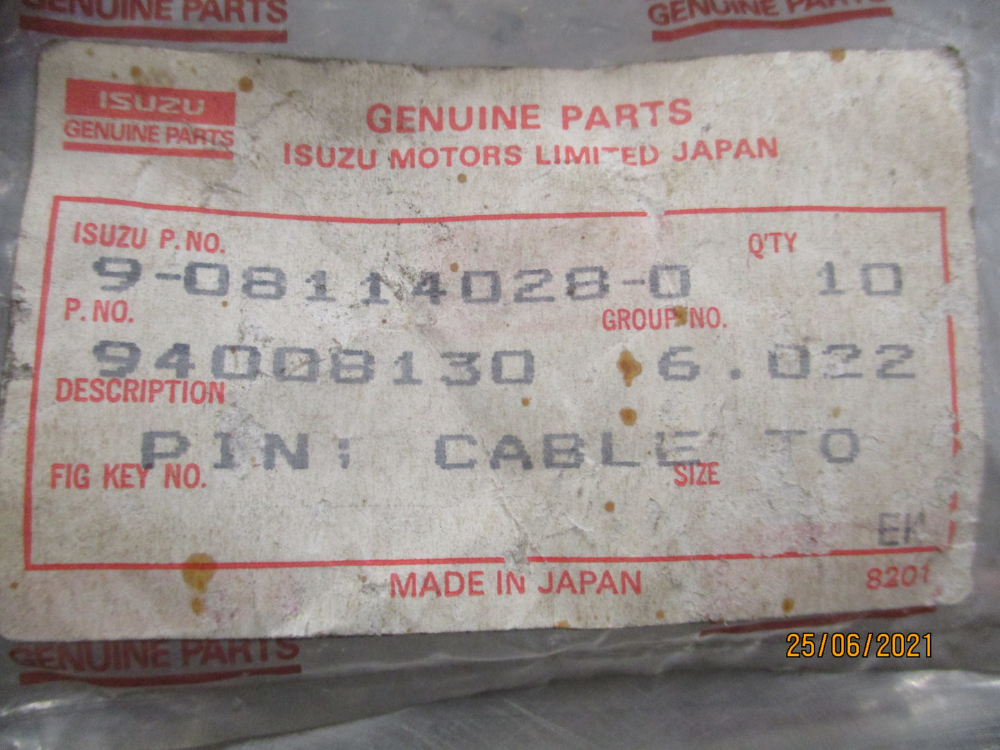 Isuzu Genuine Joint Relay Lever Pin New Part