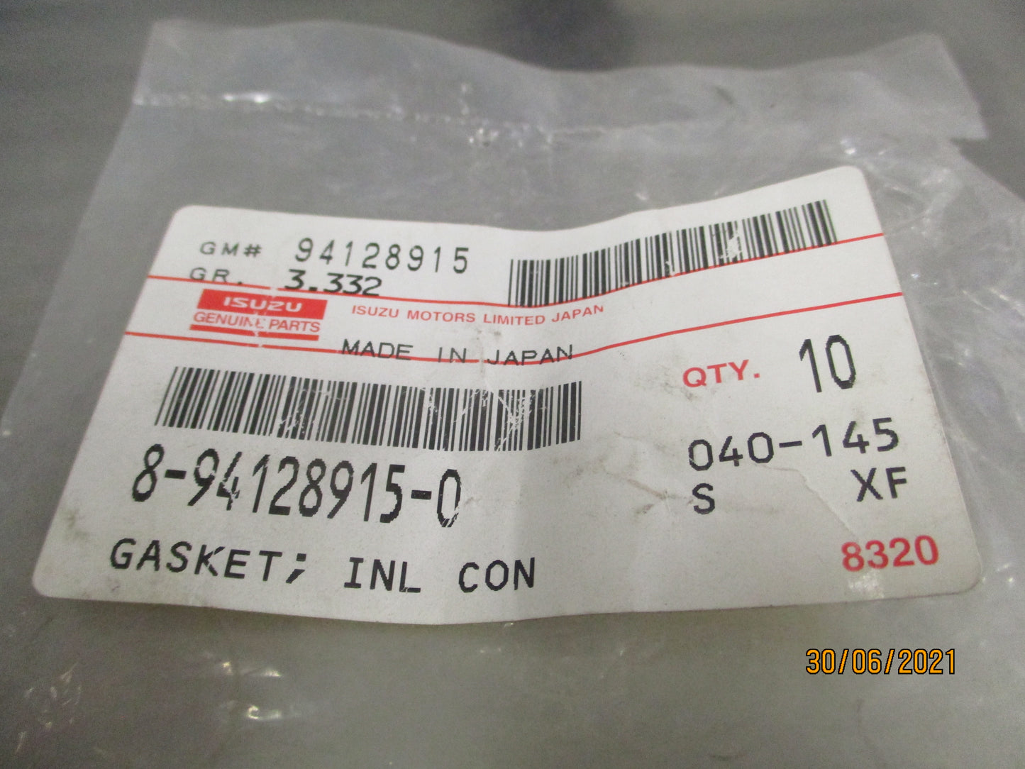 Isuzu Engine 4LE1 DA07 Genuine Holder Gasket New Part