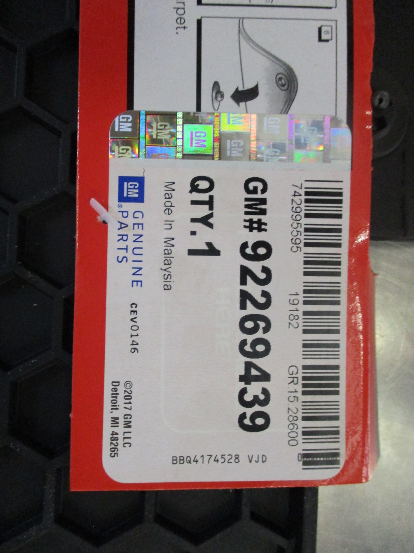 Holden RG Colorado Genuine Rear Single Piece Rubber Floor Mat New Part