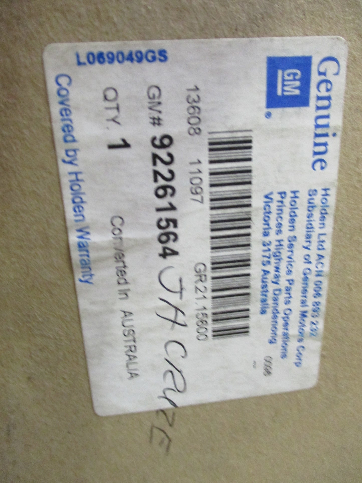 Holden JH Cruze Genuine Right Hand Charcoal Bonnet Decal New Part