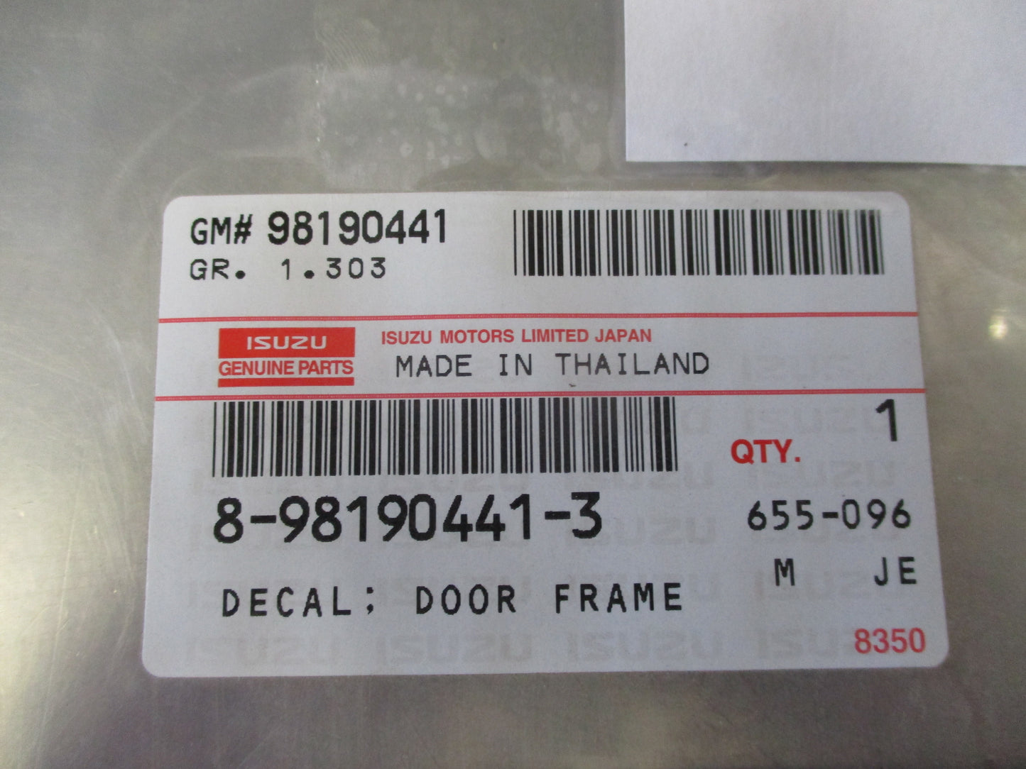 Isuzu Genuine Decal Door Frame New Part