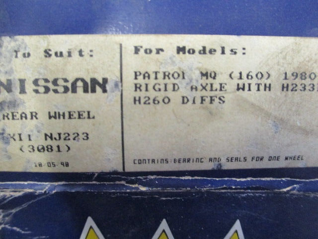 CBC Rear Wheel Bearing Kit Suits Nissan MK/MQ Patrol New Part