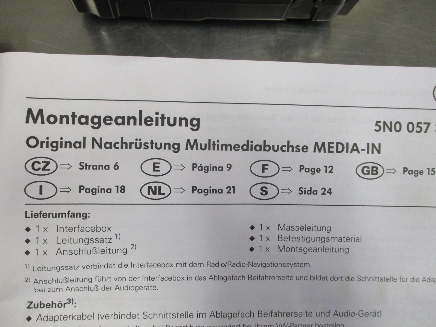 Volkswagen Various Models Genuine Digital Media Interface Retrofit Kit New Part