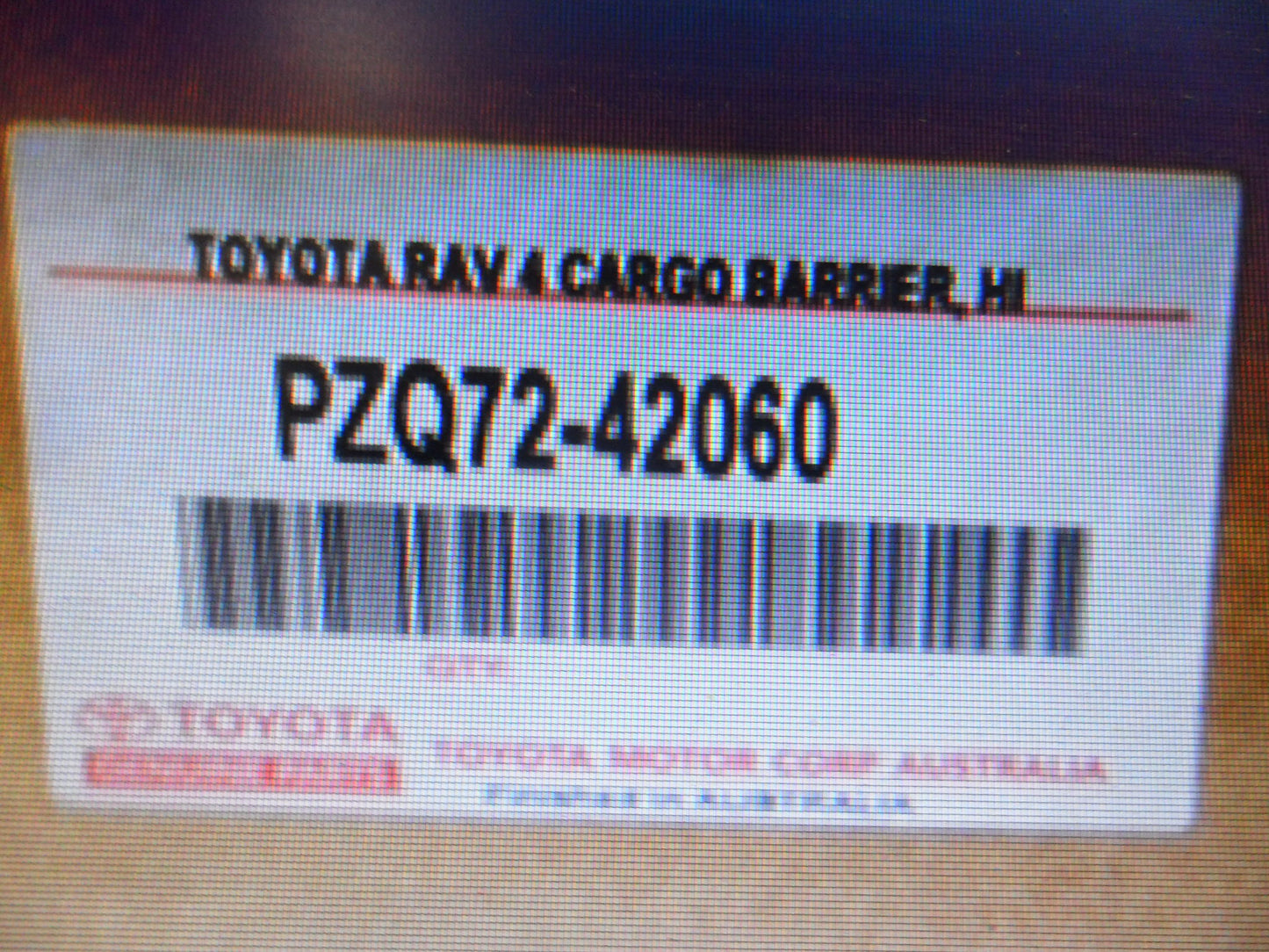 Toyota RAV4 Genuine Full Size Rear Cargo Barrier New Part