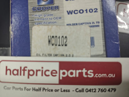 Wesfil Cooper Oil Filter Suits Holden Captiva CG7/TD/EP Epica/JG Cruze New Part