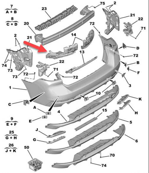 Peugeot 508 SWII Rear Bumper Brackets (Left + Right) New