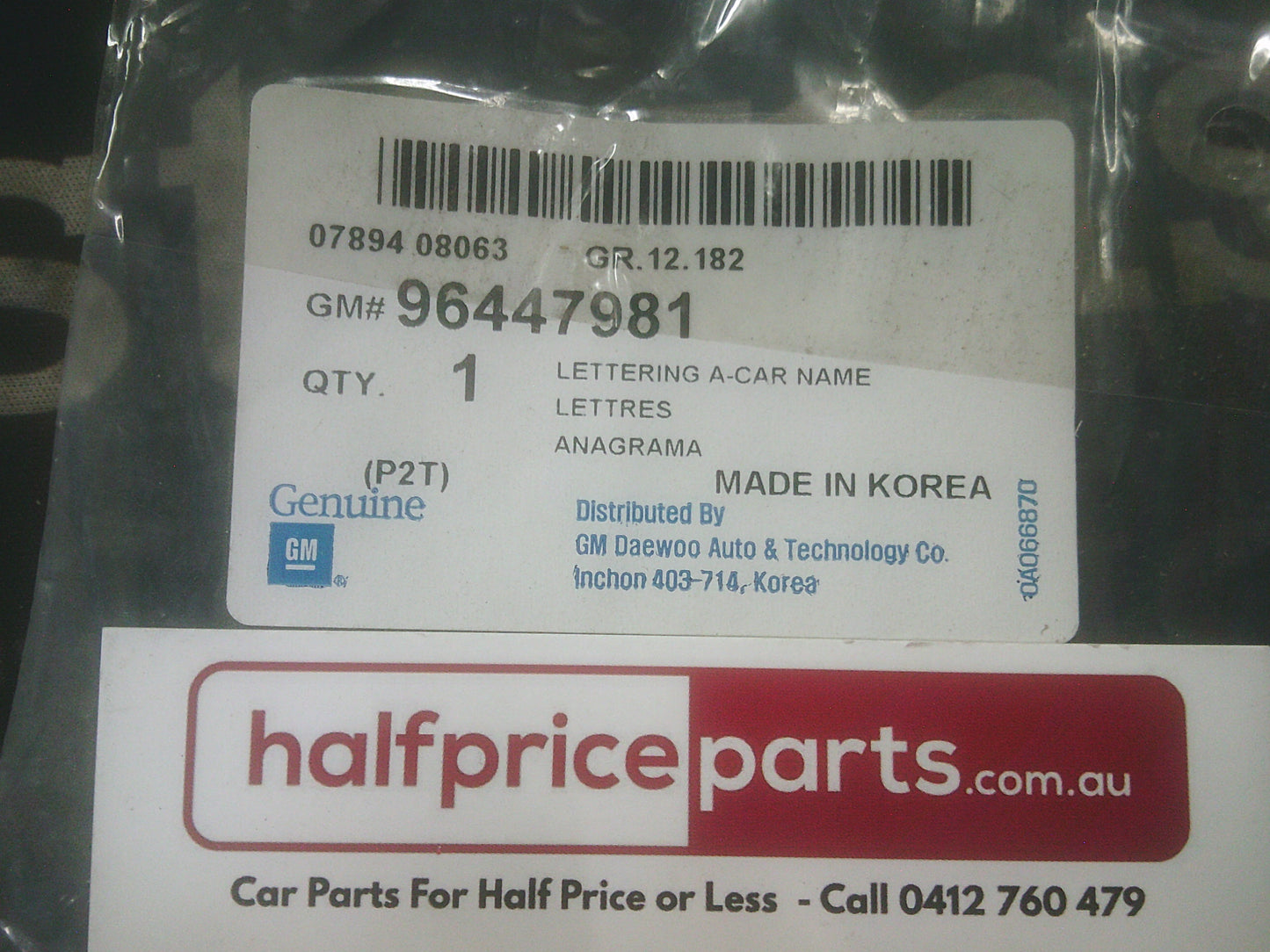 Holden TK Barina Genuine Chrome Tail Gate Emblem New Part