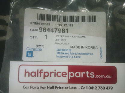 Holden TK Barina Genuine Chrome Tail Gate Emblem New Part