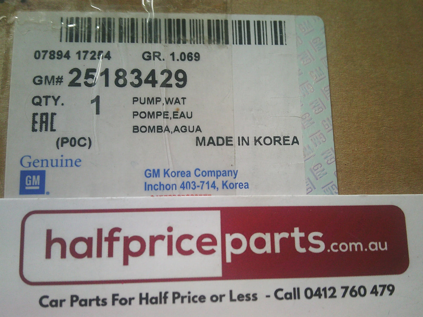 Holden CG/CG7 Captiva/EP Epica/JG Cruze Genuine Water Pump Assembly New Part