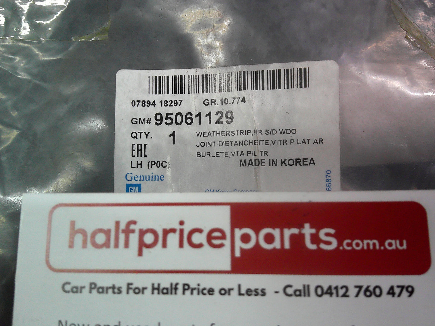 Holden CG Captiva Genuine Left Hand Rear Door Seal New Part