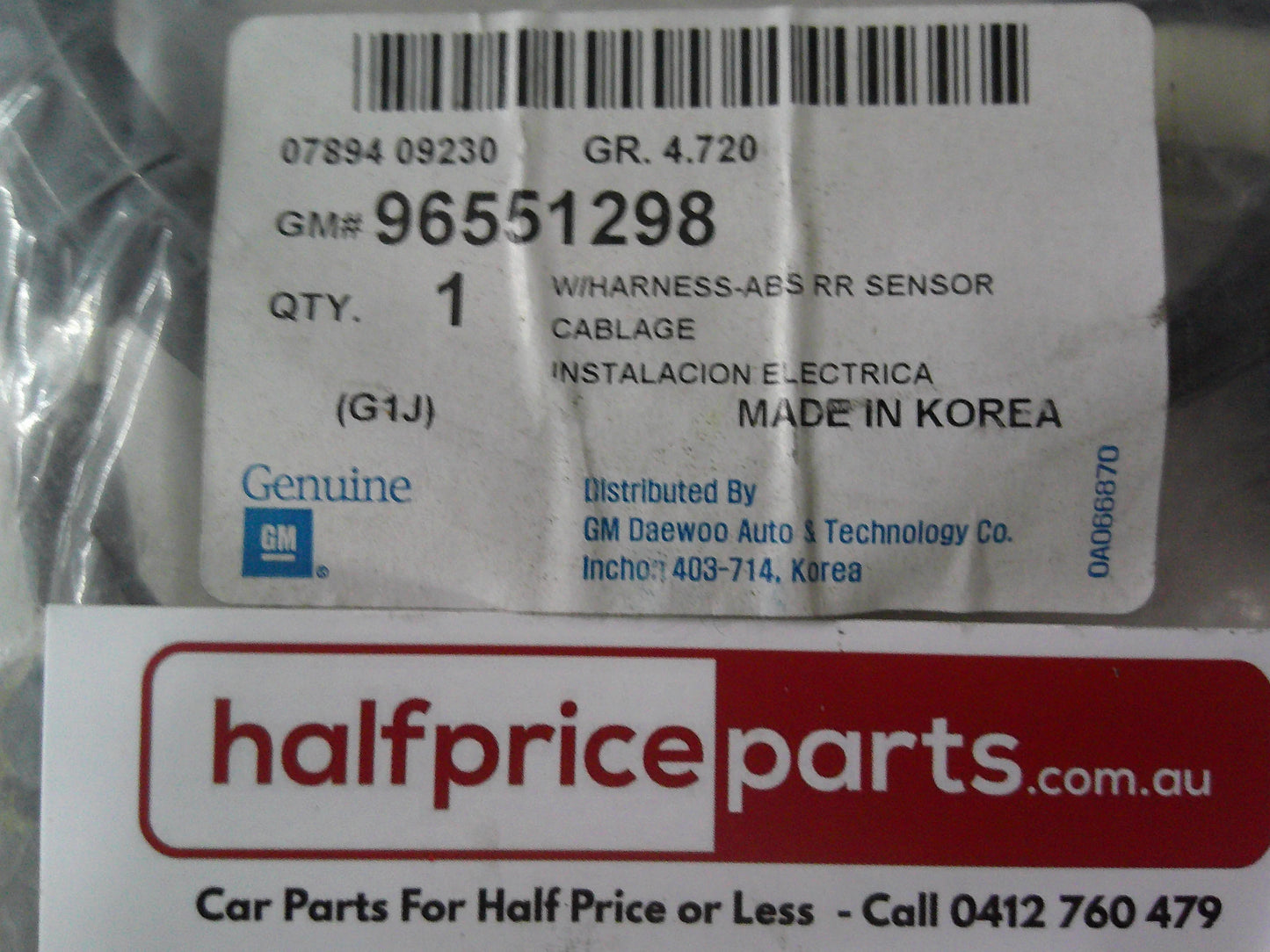 Holden Viva Genuine Rear ABS Wiring Sensor Cable New Part