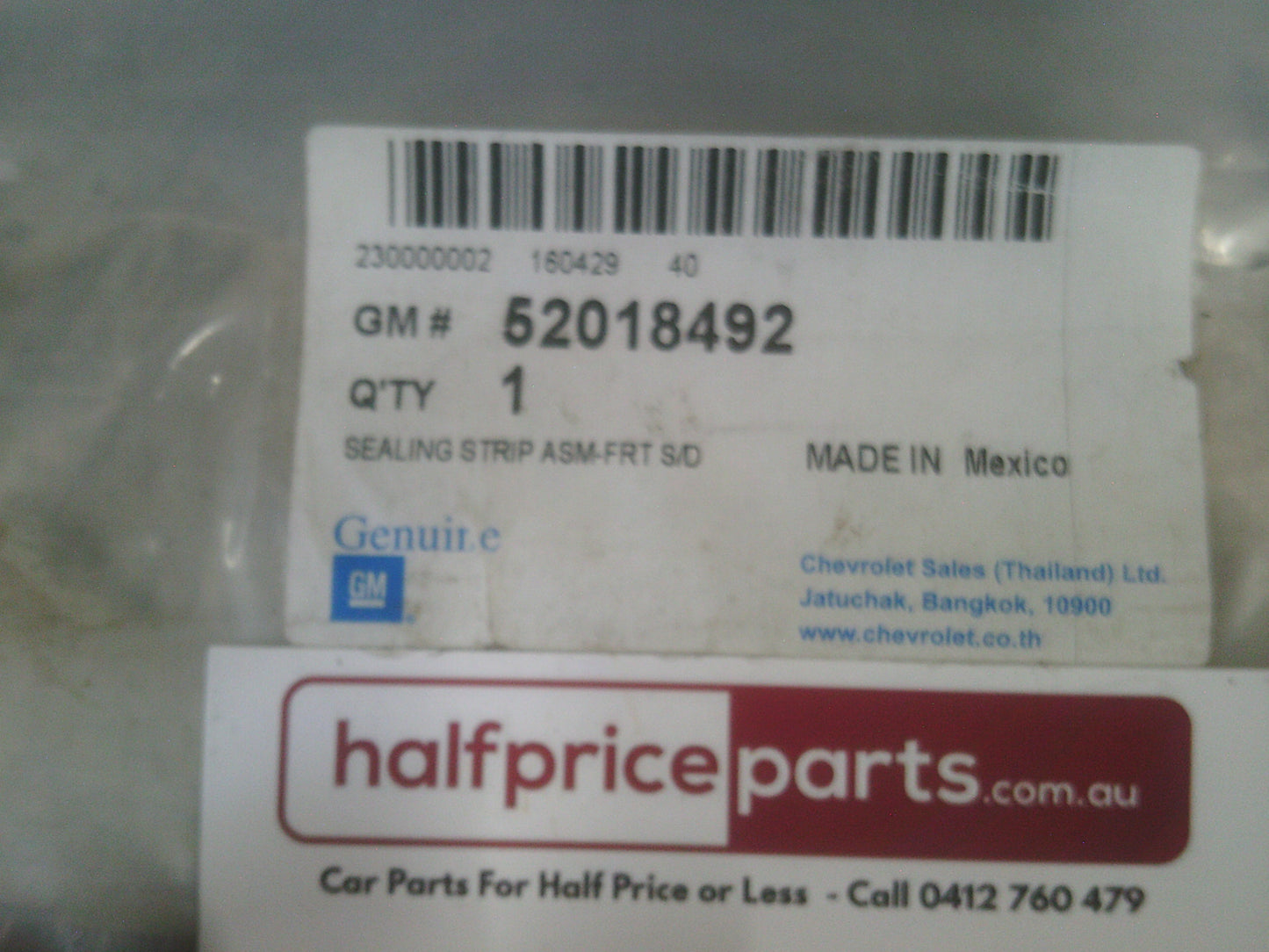 Holden RG Colorado Genuine Right Hand Front Door Seal Strip New Part