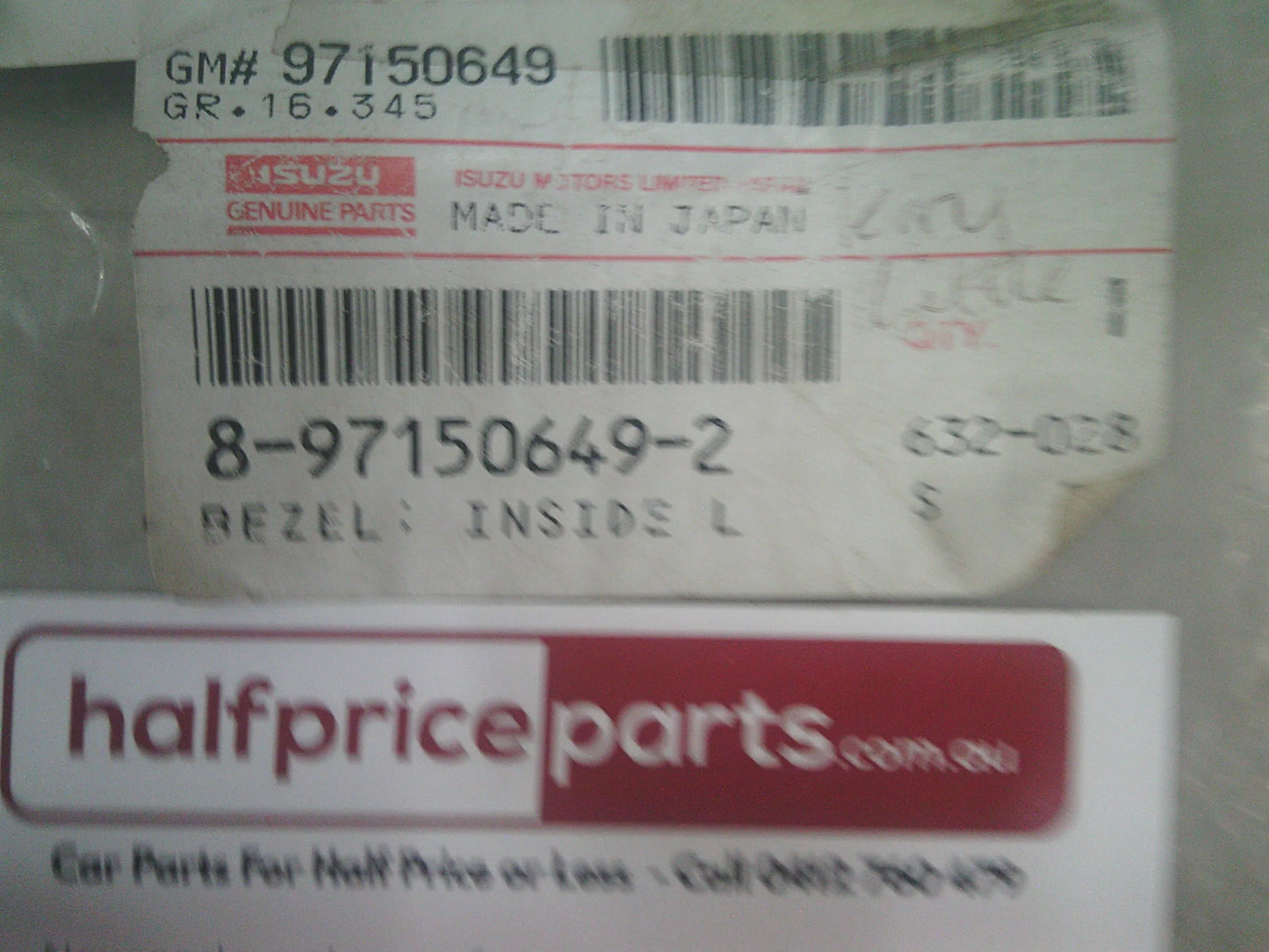 Holden TF Rodeo Dual Cab Genuine Left Hand Rear Door Handle Interior Bezel (Colour Taupe)  New Part