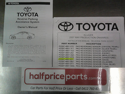 Toyota Kluger Genuine Set Of 4 Head Rear Park Assist Complete Kit (Sage In Colour) New Part