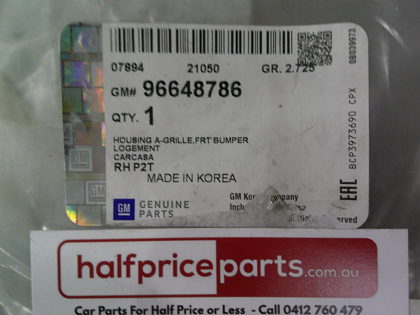 Holden TK Barina Genuine Right Hand Front Bumper Fascia Opening Cover Insert New Part