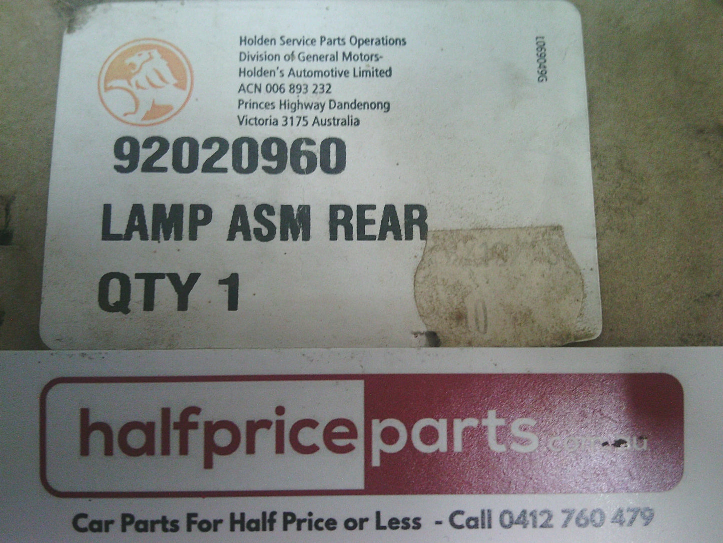 Holden JB Camira Genuine Right Hand Rear Tail Light Assembly New Part