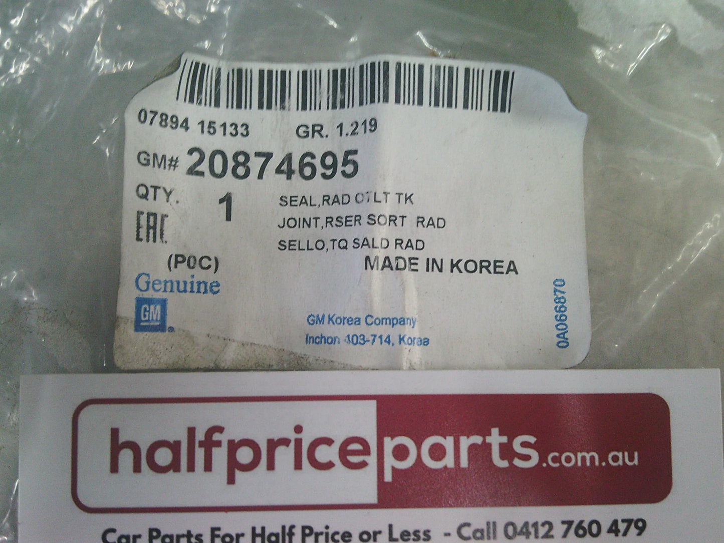 Holden CG Captiva Genuine Right Hand Front Radiator Outlet Seal New Part