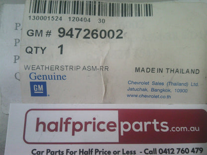 Holden RG Trail Blazer Genuine Right Hand Side Lower Rear Door Weatherstrip New Part
