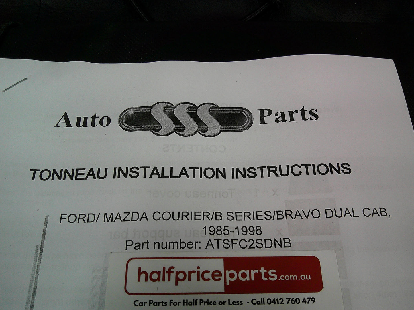 SSS Auto Ford Courier-B Series Bravo Dual Cab Tonneau Cover Kit (Bungee Rope) New Part