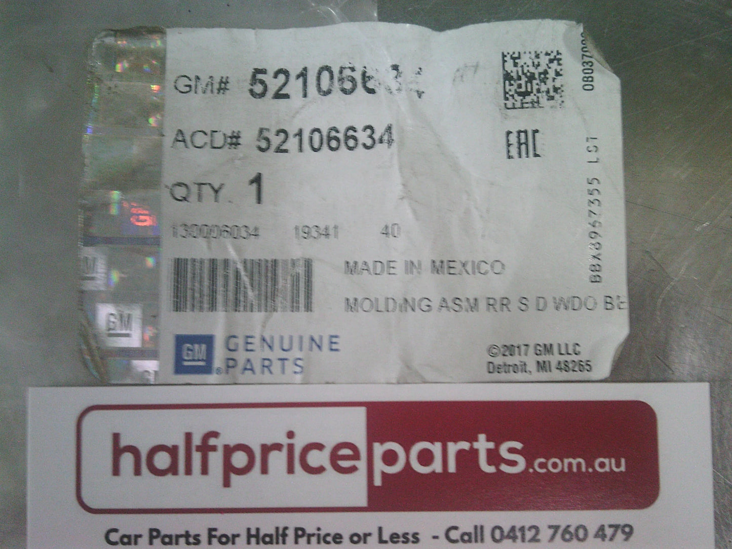 Holden RG Colorado Crew Cab Genuine Passenger Rear Door Window Belt Moulding New Part