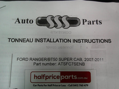SSS Auto Ford PJ/PK Ranger/UN Mazda BT-50 Super Cab Tonneau Cover Kit (Bungee Loops) New Part