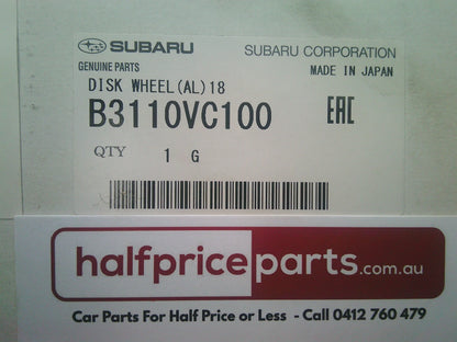 Subaru STI Genuine Set Of 4 18x8.5 PDC114.3 5 Hole With Center Cap and Valve Stem New Part
