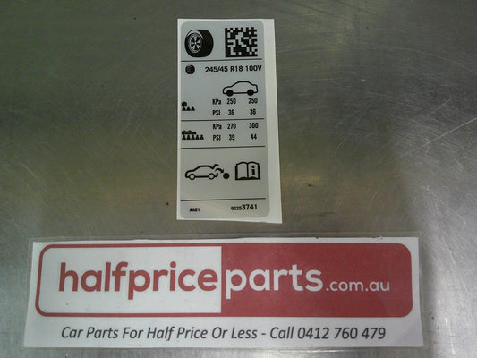 Holden VE Series 2 Genuine Tyre Guide Decal New Part