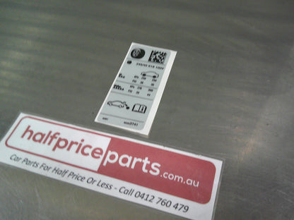 Holden VE Series 2 Genuine Tyre Guide Decal New Part