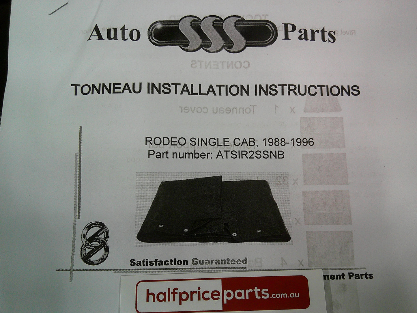 Holden TF Rodeo Single Cab Tonneau Cover Kit (Bungee Rope) New Part