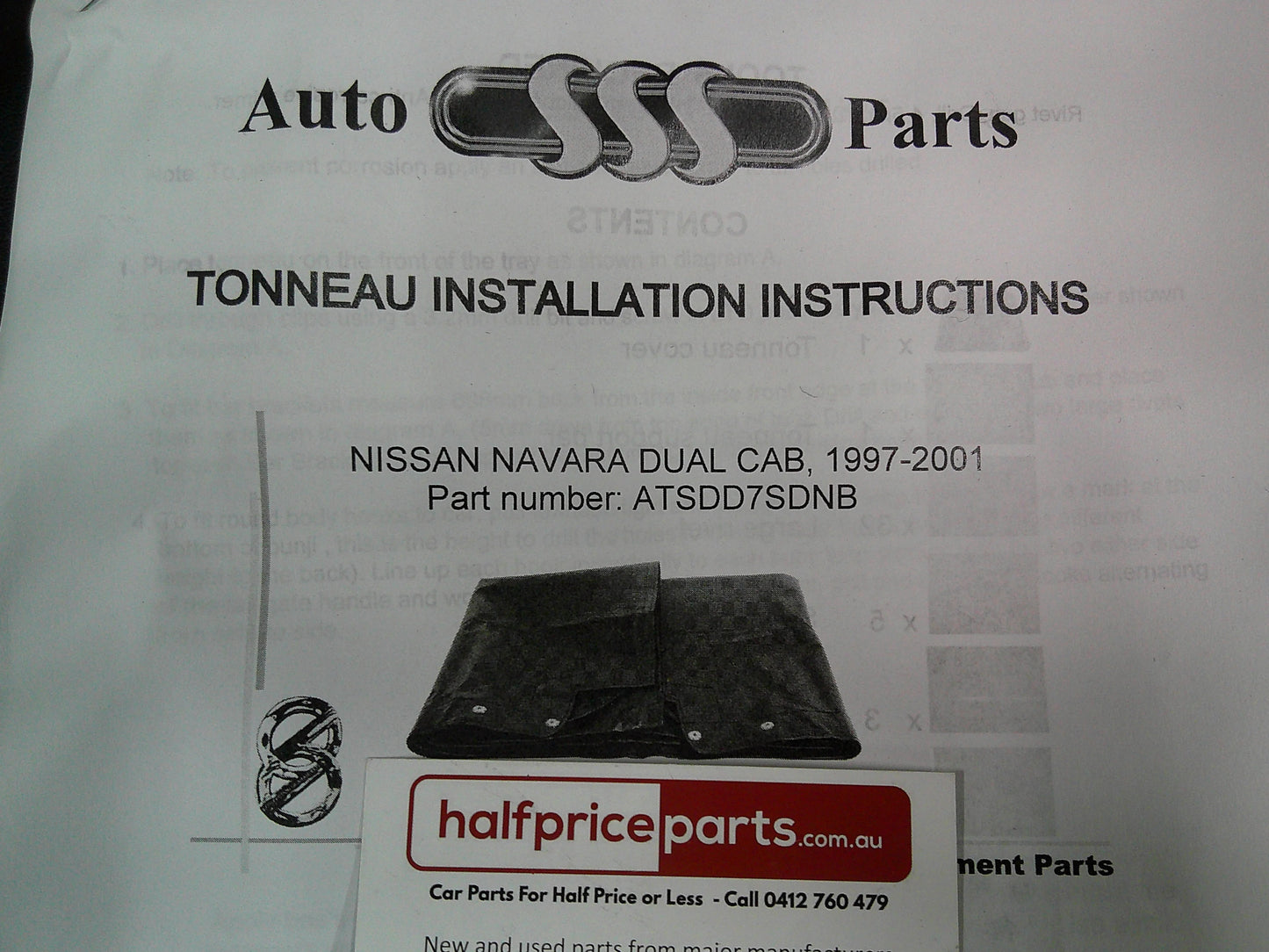 Nissan Navara D22 Dual Cab Tonneau Cover Kit (Bungee Clips) New Part