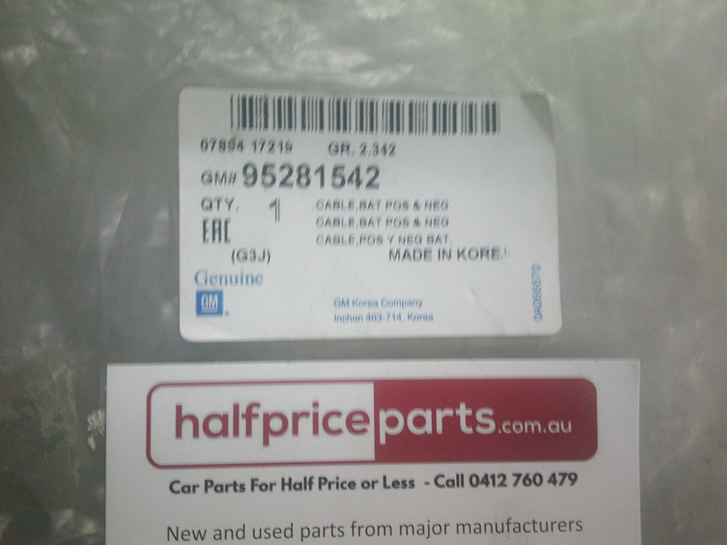 Holden JG Cruze Diesel Genuine Positive And Neg Cable Assembly - New Part